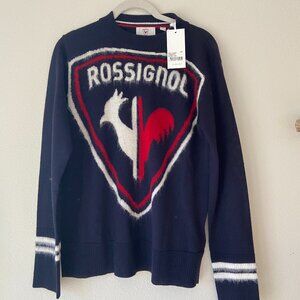 ROSSIGNOL HIVER LOGO KNIT WOOL Blend PULLOVER Ski SWEATER Sz L